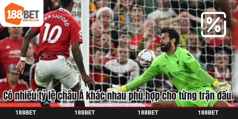 Có nhiều tỷ lệ châu Á khác nhau phù hợp cho từng trận đấu